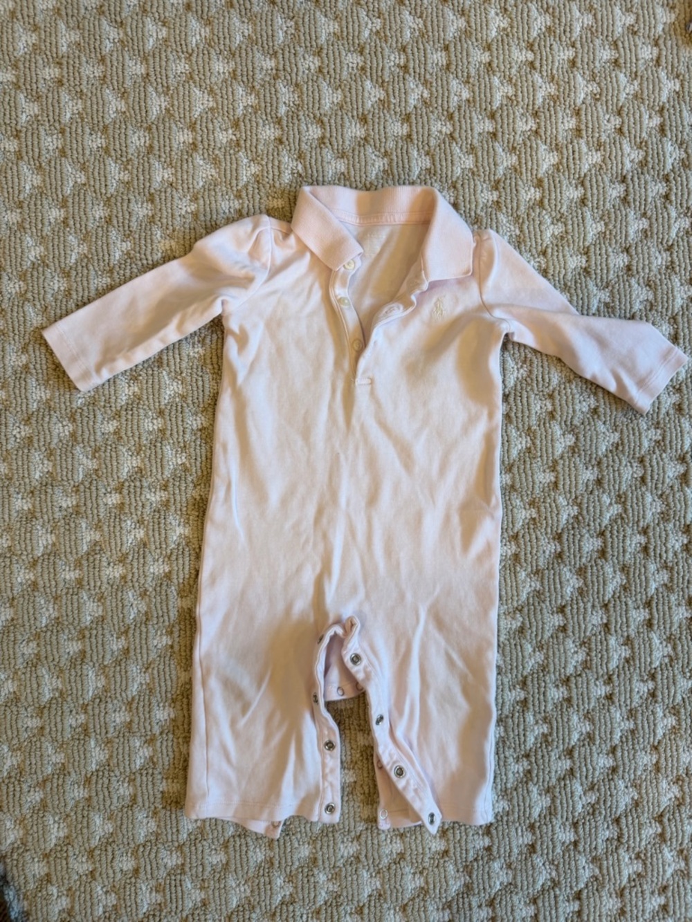 Ralph Lauren Light Pink Polo Baby Footie Romper